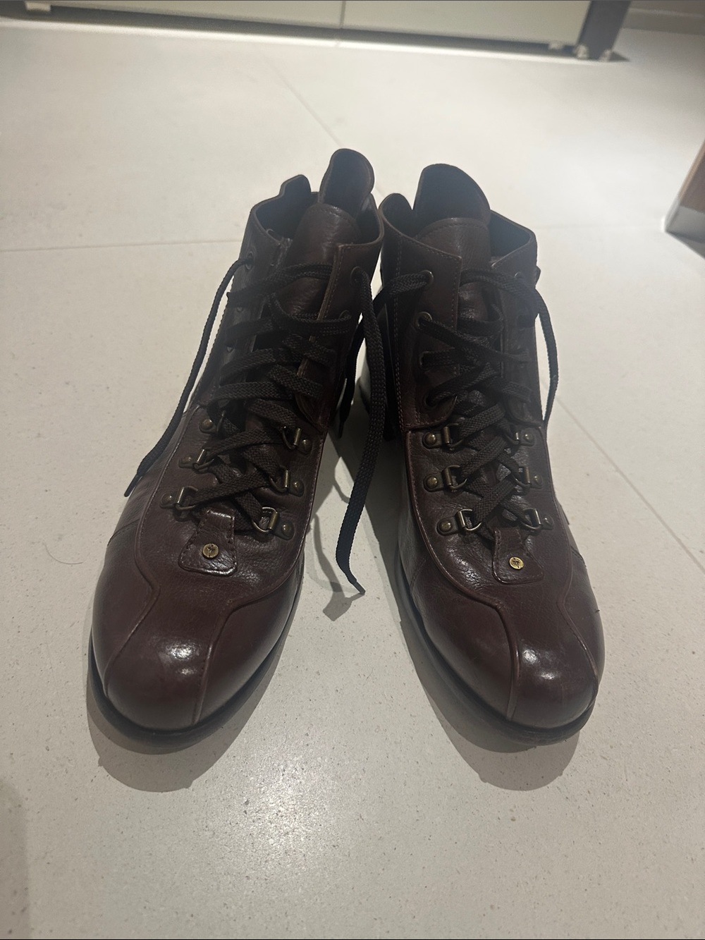 Cesare Paciotti Dark Brown Leather Chukka Lace-Up Boots